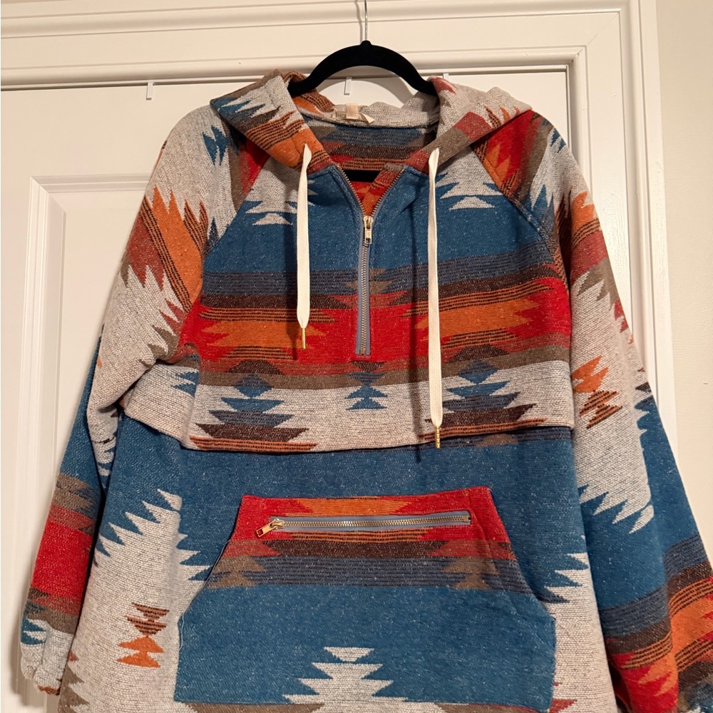 Main Strip Multicolor Aztec Pullover With Hood - image 1